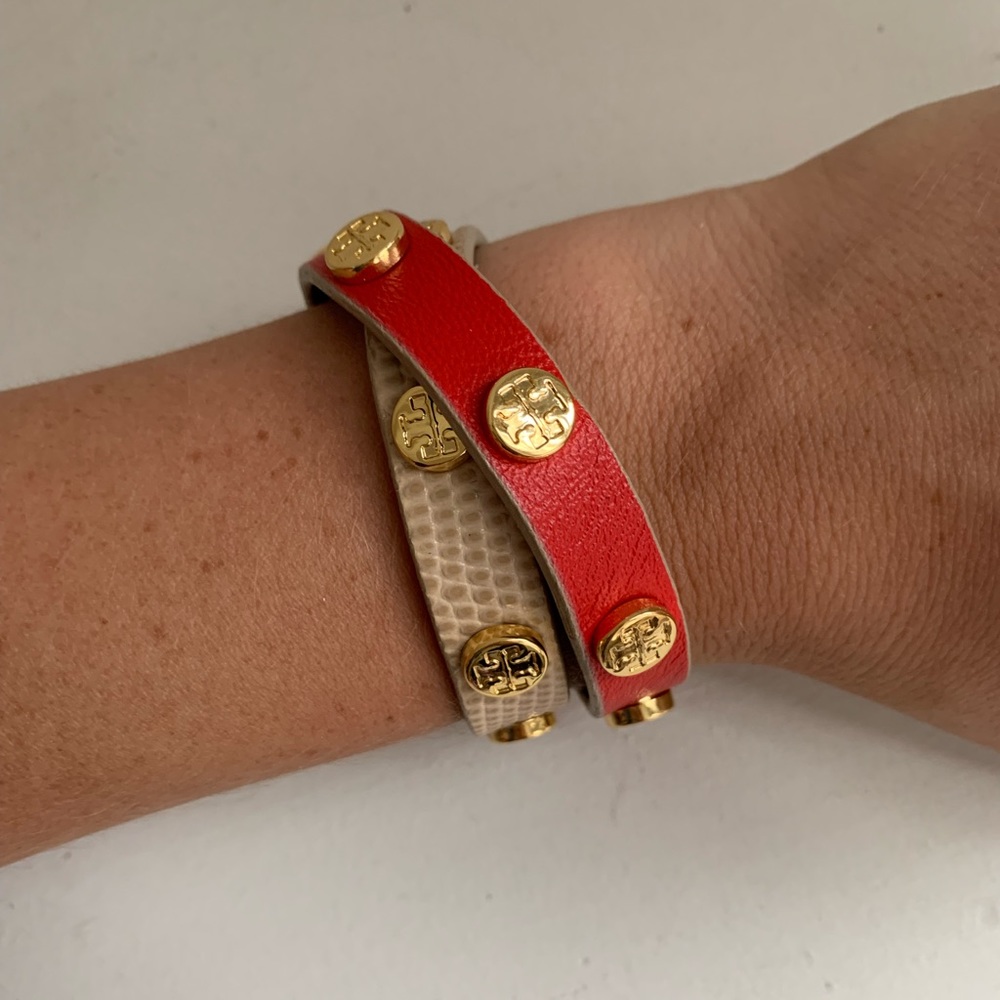 Tory Burch Double Wrap Logo Stud Bracelet